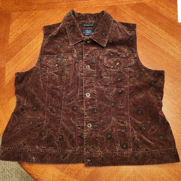 Liz Claiborne Jackets & Blazers - Women's Crazy Horse Burgundy Paisley Corduroy Vest XL